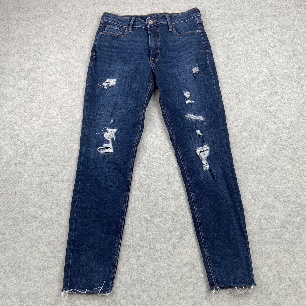 Old Navy Rockstar Super Skinny Jeans Womens 4 (28x26) Blue Mid Rise Distressed